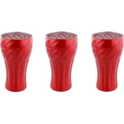 Coca Cola metallic contour glazen in het rood 3 stuks