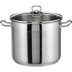 RVS Soeppan met glazen deksel - 15 liter - Vaatwasserbestendig