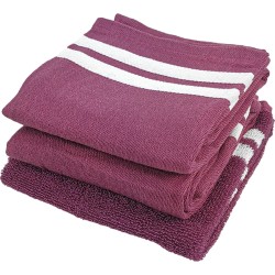 Theedoeken en keukendoek set - Set van 3 stuks - 100% Katoen - Met Streep – Berry