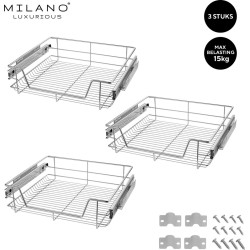 Milano Luxurious®- Schuiflades keukenkast – Lade Organizer – Draadmanden – Opberger - Opbergsysteem – 45 cm – 3 stuks