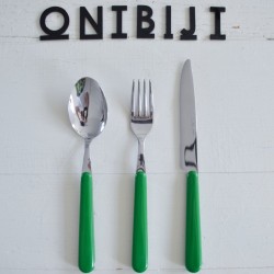 Brio gekleurd bestek ontbijtset 18 delig 6 ontbijtvorken 6 ontbijtmessen 6 ontbijtlepels Groen
