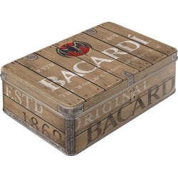 Bewaarblik - Bacardi – Wood Barrel Logo - zeer mooie model en vintage look. relief uitgevoerd