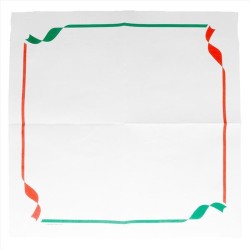 Servetten "double point"  wit, groen en rood, motief Italiaans/ 40x40cm