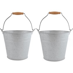 2x stuks zinken emmers/bloempotten/plantenpotten 5 liter - Tuindecoratie - Bloememmer/bloembak/plantenbak - Decoratie emmer