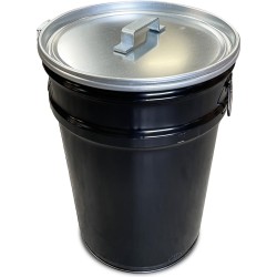 BinBin handle silver 60 liter metalen olievat prullenbak met handvat deksel en handvaten voor binnen en buiten gebruik 40x40x58cm