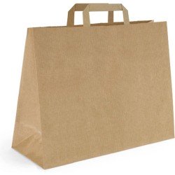 Specipack - Papieren tas 54 x 14 x 44 cm - Draagtas papier bruin platte handgreep - Doos met 200 stuks