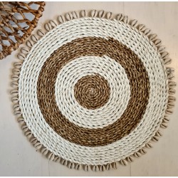 Placemat wit/naturel met schelpenrand