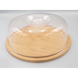 Houten taartplateau met deksel - Rond 26 cm