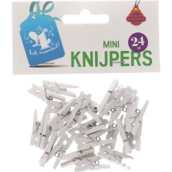 Mini knijpers wit | Kleine wasknijpertjes | 24 stuks | Decoratie voor bruiloft | Huwelijk