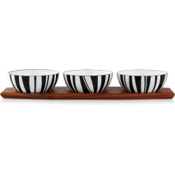 Zwart / wit Stripes Snackset S