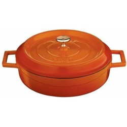 LAVA Braadpan stoofpan gietijzer laag model - 28cm - 3,5 Liter Oranje