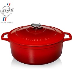 Chasseur braadpan 26cm rond robijnrood, gietijzer 5,0l