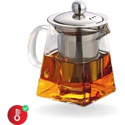 Glazen theepot met filter - Theepot met filter - Glazen theepot - Hittebestendig - Thee infuser - Theepot glas - Cadeautip - RVS - Filter - 750 ml