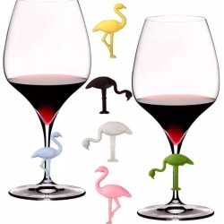 ProductGoods - 6x Glasmarkers Flamingo's - Glasversiering - Glas Marker - Glas Versiering - Decoratie - Label Jouw Glas