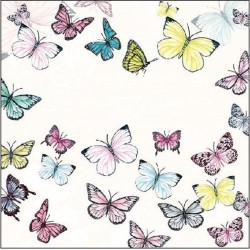 1 Pakje papieren lunch servetten - Butterfly White - Vlinders