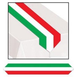 Tafelloper rood wit groen 180 x 28 cm