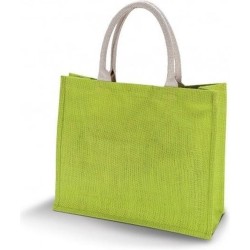 Jute lime groene shopper/boodschappen tas 42 cm - Stevige boodschappentassen/shopper bag