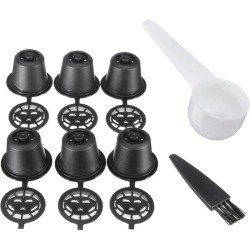 Kitchen & Home 6-pack hervulbare koffiecups - Inclusief schoonmaakborsteltje & Maatcup
