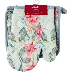 Miss Lucy Flower set van 2 ovenwanten - Ovenhandschoenen - Pan lap - Keuken textiel - Keukenhandschoen - Groen