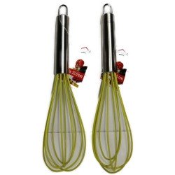 Siliconen Garde - Set van 2 stuks - Keukengerei - Eierklopper - Handmixer - Spiraalgarde - Anti aanbak - Lime groen - - 22,5 cm