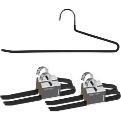 bomoe Broekhangers Kian Kledinghangers Set Zwart - 20 Kleerhangers - Ruimtebesparende Hangers Metaalhangers met Anti-slip Broekenstang en Handig Open Design voor broeken en meer