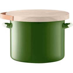 L.S.A. Utility Voorraadpot - Incl. Eikenhouten Deksel - Geëmailleerd Staal - Ø 31 x 25 cm - Groen