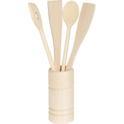 Kitchen Tools Houder voor Kookhulpen met 4 Accessoires in duurzaam Beukenhout