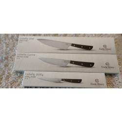 3 delig Emile Henry - RVS Messenset - 1x Universele mes 13 cm - 1x keukenmes 16 cm - 1x Koksmes 20 cm