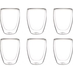 Dubbelwandige theeglazen - 300ml (ook verkrijgbaar in 200ml en 400ml) - koffieglazen - luxe set van 6 stuks - transparant