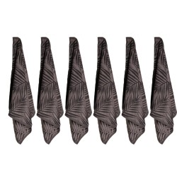 Luxe theedoeken - 6 stuks - patroon palmblad - grijs - 60x65cm