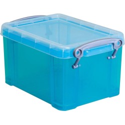 12x Really Useful Box 1,6 liter, transparant helblauw