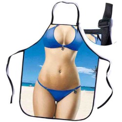 Bikini schort - vrouw - grappig – keukenschort – one size - blauw