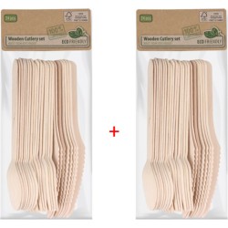 Houten bestek set - Milieu bewust - Set van 48 stuks - Houten 16x Lepels/16x Vorken/16x Messen - ECO friendly - Bestekset 16cm - Tafelen - Wegwerp bestek -