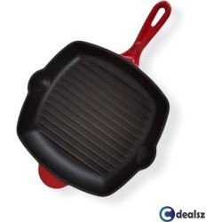 Gietijzeren Grillpan Rood - 28 cm - Inductie geschikt