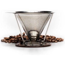 JOR Products® Koffiezetapparaat - Koffiebonen - Reizen - Koffiefilterhouder - Camping - Travel - Espresso - Barista - Duurzaam - RVS Gaas - Hario