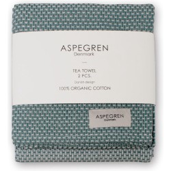 Aspegren Theedoek Waffle Agate Green 70 x 50 cm - 2 Stuks