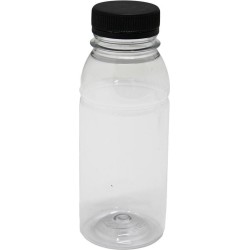 25x Pet Fles Helder 250 ml | Gerecycle RPet Sap Frisdrank Fles Transparant met Zwart Schroefdop | Catering Verjaardag Feest Disposable