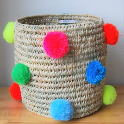 Fatimamorocco.nl  Cylindrical pom pom basket Multi M