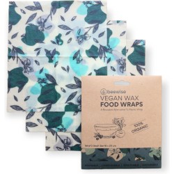 Vegan Food Wraps Set | Vegan Wasdoeken | Veganistische Voedsel | Herbruikbaar | Plantaardige Alternatief voor Huishoudfolie en Aluminiumfolie | Duurzaam Cadeau | Organic Cotton | Alternative to Cling Film | Small Size | 3 Stuks