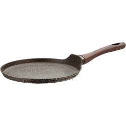 Natura pannenkoekenpan, antiaanbaklaag, steenlook, geschikt voor inductie, met handvat in houtlook, diameter 25 cm