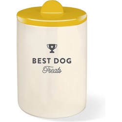 Petshop by Fringe studio - 465103 - Best Dog Ochre Treat Jar - Keramiek - Keramieken - Snoeppot hond - Pot voor snack - Pot voor hondenkoekjes - Voorraadbus - Leuke Voorraadpot - Bewaarpot - Opbergpot