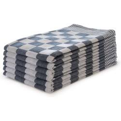 Theedoeken set Blok Blauw - 65x65 - Set van 6 - Geblokt - Blokdoeken - 100% katoen - Horeca Theedoeken