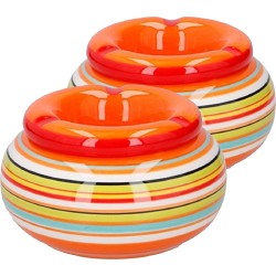 G.Wurm - Storm asbak - 2st - keramiek - oranje/multi-kleur - 11 x 6 cm