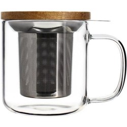 OGO Theepot/Theetas/Infuser voor 1 - met filter en houten deksel - 300ml