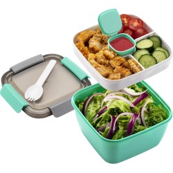 Consumerce® Luxe Meerlaagse Lunchbox met Vakjes Mintgroen – Lunchbox Volwassenen – Japanse Bento Box – Lunchbox Kinderen – Salade To Go – Brooddoos Volwassenen – Broodtrommel – Lunchtrommel – Salade Lunchbox – Saladebox – Salade Box