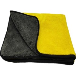 *** 2x Microvezel Auto Droogdoek - 30cm x 30cm - Poetsdoek - Watermagneet – Geel/Grijs - van Heble® ***