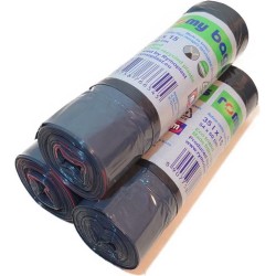 Romy Bags 35L x15 met Trekbrandsluiting Vuilniszakken 6 rollen 35lx15, 90 zaken Eco friend afvalzakken 100% recycled