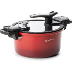 Rosmarino - snelkookpan met glazen deksel - rood - Ø24cm - 5 liter - 100% PFAS & PFOA vrij - aluminium - pressure cooker - non-stick minerale coating - ergonomische handgrepen - geschikt voor alle warmtebronnen