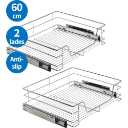 TomorrowNow® SO-Hi - 2-Delige Set Inbouw Schuiflades Voor Keukenkast - 60 cm - Met ComfortSlide Geleiderails - Met Antislip