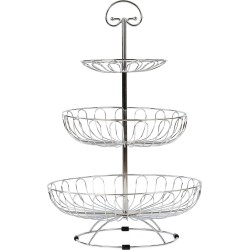 Auroni onst etagère met 3 verdiepingen fruit mand van metaal - zilver - voor meer ruimte op het werkblad - afmetingen: 47 cm hoog, max. Diameter: 30 cm.